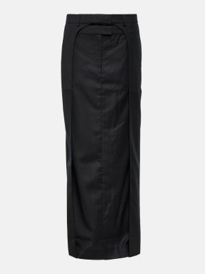 Плиссированная шерстяная длинная юбка Aya Muse черная