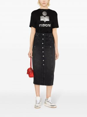 Džínová sukně s vysokým pasem Marant Etoile černé