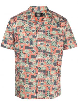 Kokvilnas krekls ar apdruku Ralph Lauren Rrl oranžs