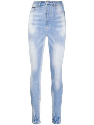 Siuvinėtos skinny fit džinsai Philipp Plein mėlyna