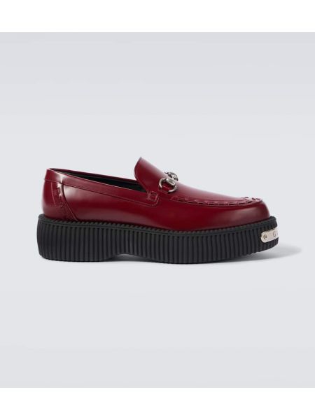 Platå loafers i läder Gucci röd