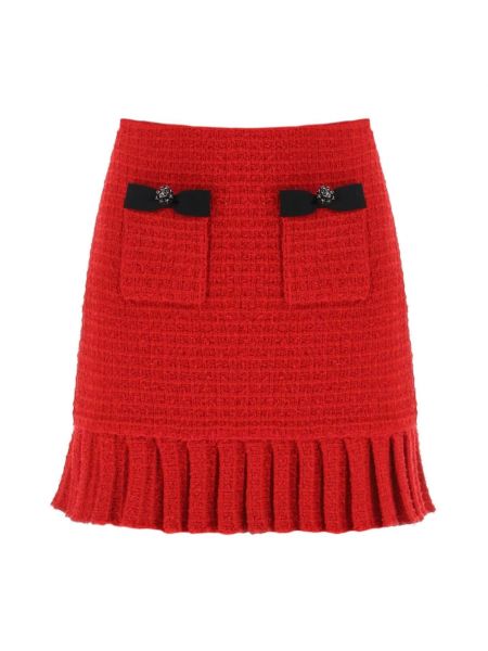 Mini spódniczka na guziki Self-portrait czerwona