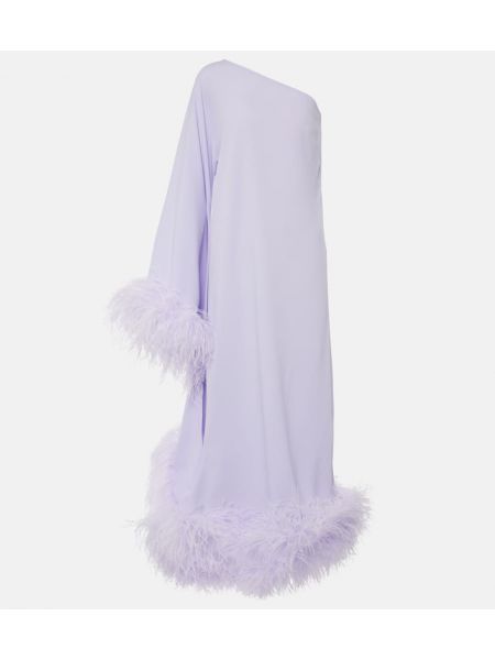 Vestido midi con plumas de plumas de crepé Taller Marmo violeta