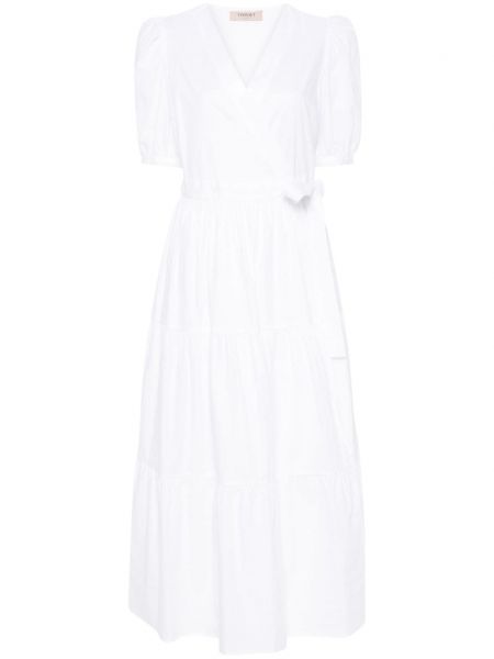 Robe longue en coton à carreaux Twinset blanc