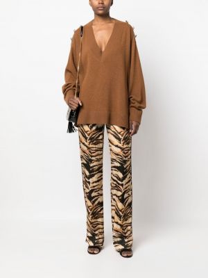 Rovné kalhoty s potiskem s tygřím vzorem Roberto Cavalli černé