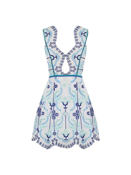 Mini vestido con bordado sin mangas con escote v Charo Ruiz Ibiza azul