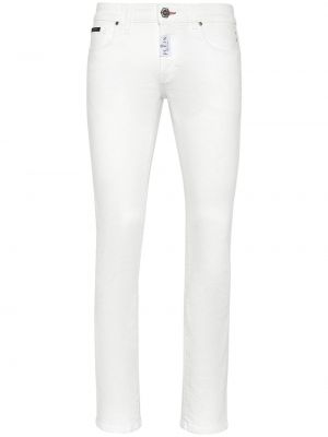 Jeansy skinny z niską talią Philipp Plein białe