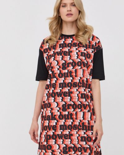 Love Moschino pamut ruha fekete, mini, oversize