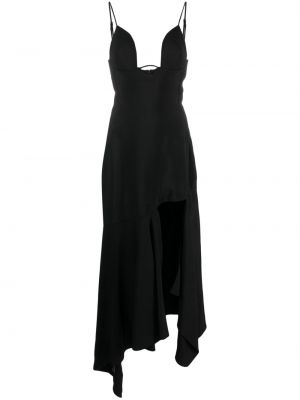 Asymetrické midi šaty bez rukávů Mugler černé