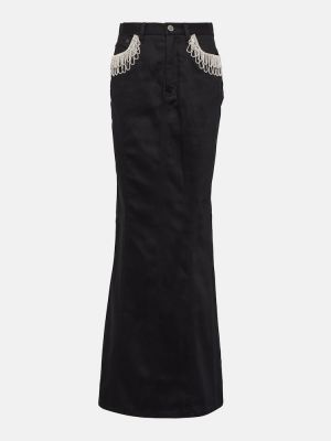 Krištáľová džínsová sukňa Rotate Birger Christensen čierna