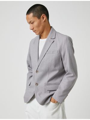 Пиджак на пуговицах с карманами Koton серый