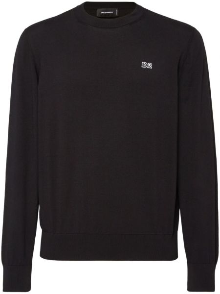 Pamučna dugi sweatshirt s printom Dsquared2 crna