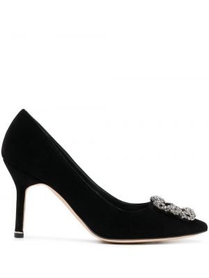 Semsket skinn pumps Manolo Blahnik svart