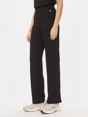 Pantaloni cu picior drept Calvin Klein Jeans negru