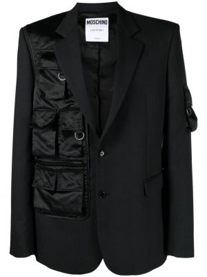 Volneni blazer s karirastim vzorcem Moschino črna