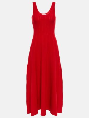 Plisirana volnena dolga obleka Gabriela Hearst rdeča