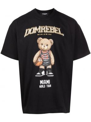 Raštuotas medvilninis marškinėliai Domrebel juoda