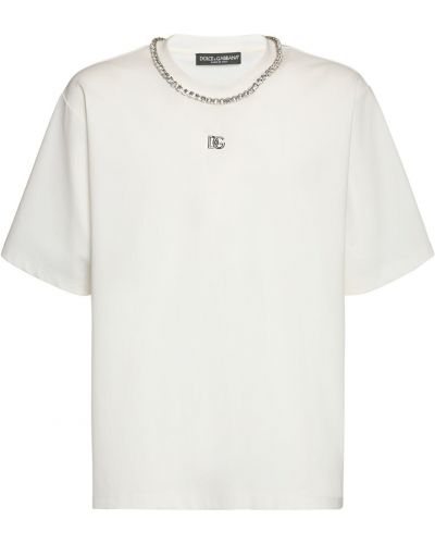 Bavlněné tričko Dolce & Gabbana bílé