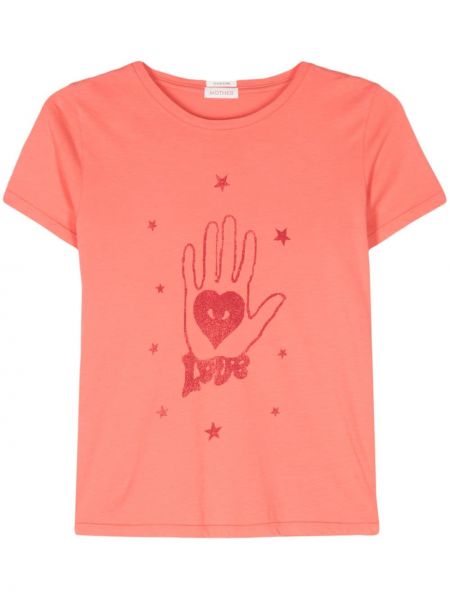 Kokvilnas t-krekls ar apdruku Mother oranžs