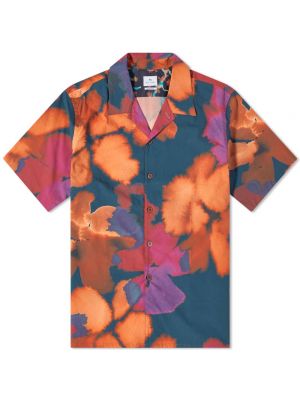 Рубашка в цветочек с принтом Paul Smith синяя