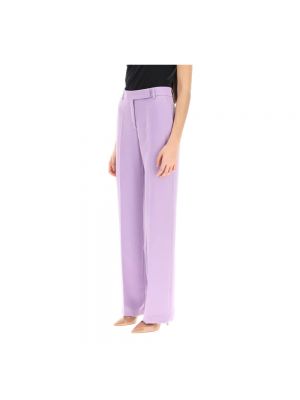 Pantalones rectos de raso Hebe Studio violeta