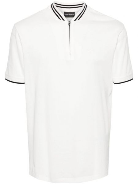 Поло тениска с цип Emporio Armani бяло