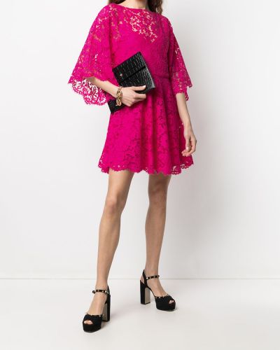 Mini vestido de encaje Valentino rosa