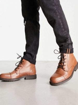 Классические кожаные ботинки коньячного цвета Jack and Jones