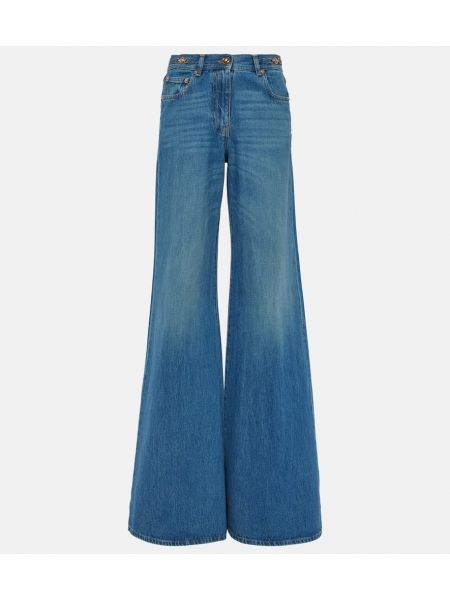 Jeans a zampa a vita alta Versace blu