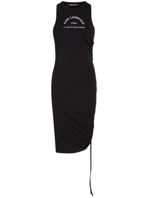 Šaty bez rukávov s potlačou Karl Lagerfeld čierna