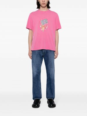 T-shirt avec imprimé slogan en coton à imprimé Martine Rose rose