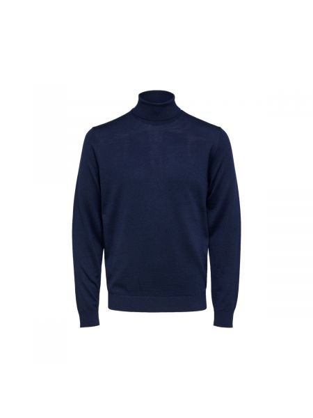 Merino gyapjú pulóver Selected kék