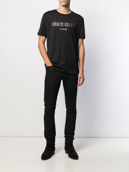 Raštuotas marškinėliai Roberto Cavalli juoda