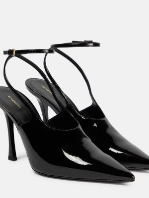 Pantofi cu toc din piele de lac slingback Givenchy negru