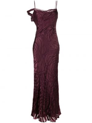 Saténové dlouhé šaty Alberta Ferretti fialové