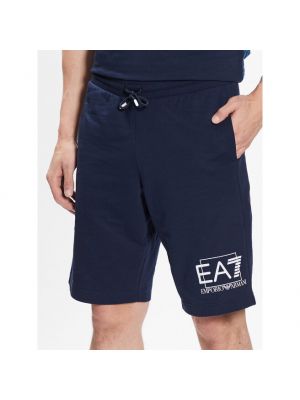 Pantaloni scurți de sport Ea7 Emporio Armani albastru