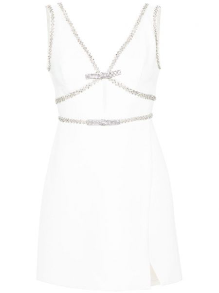 Мини рокля с кристали Self-portrait бяло