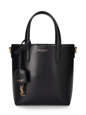 Δερμάτινη τσάντα shopper Saint Laurent μαύρο