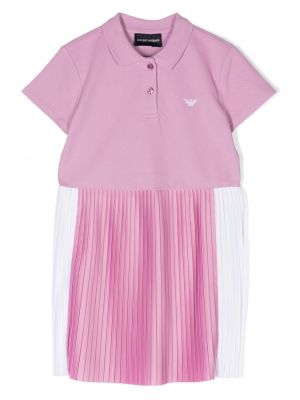 Laskostettu kirjonta kaulus mekko tytöille Emporio Armani Kids pinkki