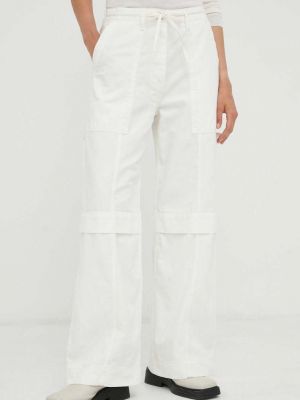 Spodnie z wysoką talią bawełniane Day Birger Et Mikkelsen białe