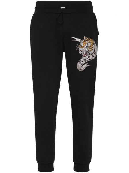 Rastezljive hlače s uzorkom tigra Philipp Plein crna