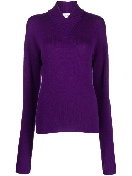 Sweter z dekoltem w serek Sportmax fioletowy