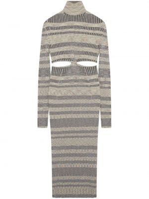 Pruhované dlouhé šaty z nylonu s dlouhými rukávy Jonathan Simkhai - béžová