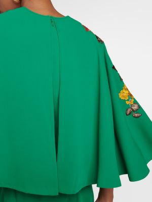 Siuvinėtas midi suknele Costarellos žalia