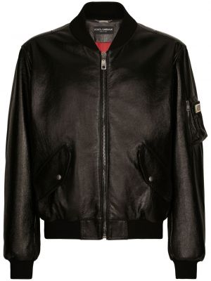 Dabīgās ādas bomber jaka Dolce & Gabbana melns
