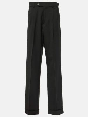 Plisované vlněné rovné kalhoty Sportmax černé