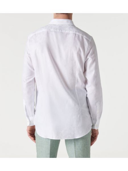 Bombažna srajca s paisley potiskom Etro bela