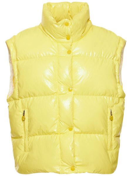 Péřová bunda z nylonu Moncler žlutá