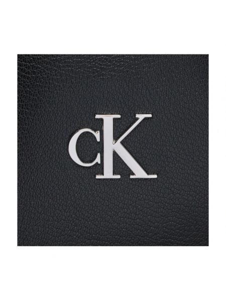 Bolso shopper de cuero con cremallera Calvin Klein Jeans negro