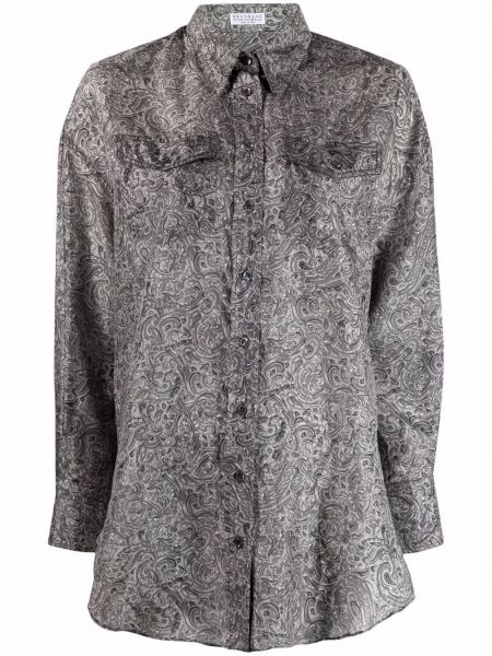 Camisa de cachemir con estampado con estampado de cachemira Brunello Cucinelli gris